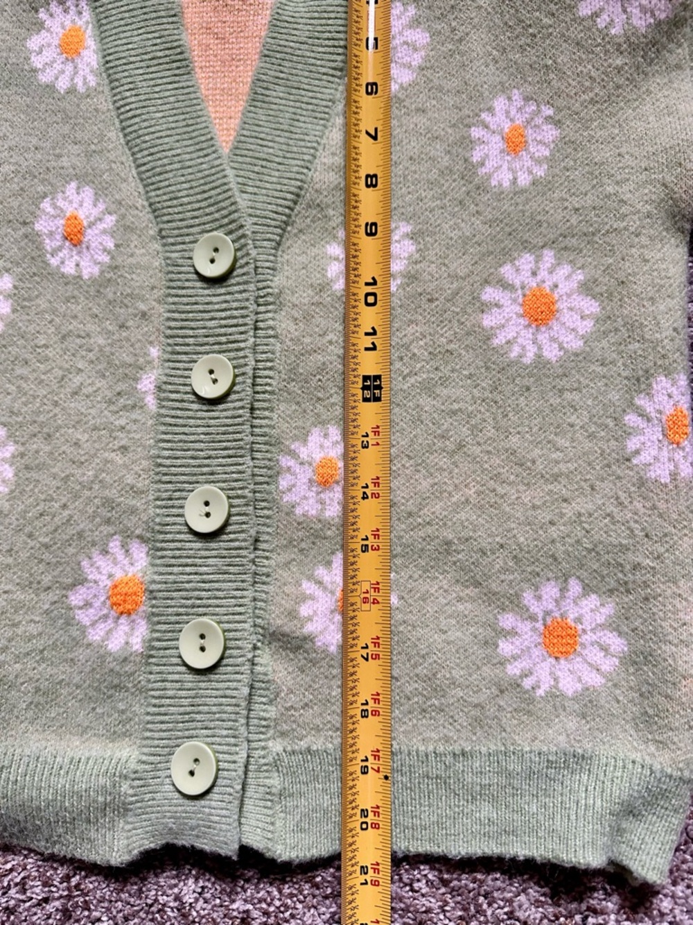 Green Daisy Cardigan Sweater - Picture 4 of 6